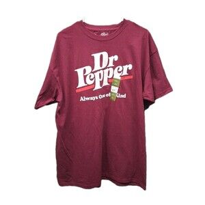 Dr Pepper T-Shirt Mens XL Graphic Logo Maroon Always One Of A Kind NWT
